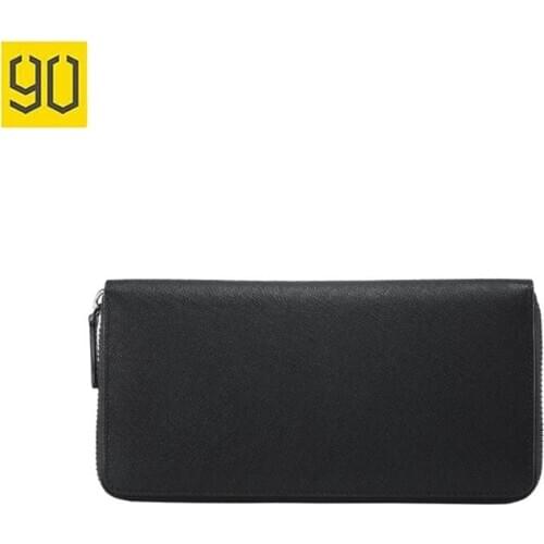 Fashion Youpin 90 Minute First Layer Leather Wallet Long Cross Grain Cow Leather Scratch Resistant Steady Classic 8 Crad Slots