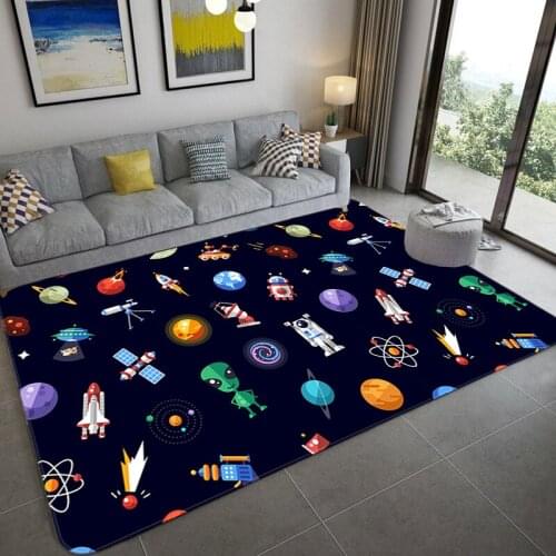 Cartoon Space Universe Planet Carpet For Children Kids Play Mat Boys Girl Room Mat Bedroom Bedside Carpet Floor Rug Decorative