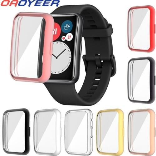 TPU Soft Protective Cover For Huawei Watch Fit Case Full Screen Protector Shell Bumper Plated Cases For Huawei Fit Watch