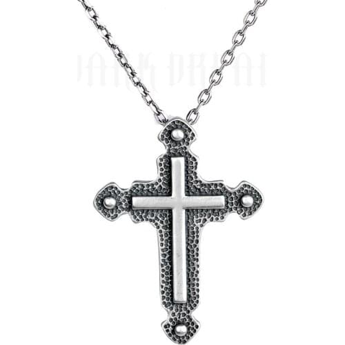 Real s925 sterling silver vintage cross pendant personality non-mainstream jewelry new