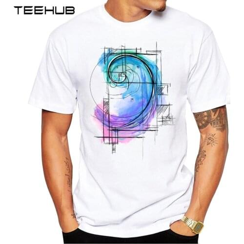 New Arrivals 2019 TEEHUB Cool Mens Fashion Fibonacci Design T-Shirt Short Sleeve O-neck Tops Hipster Tee