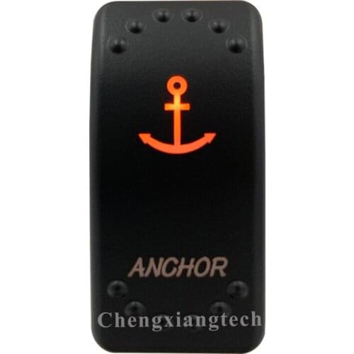 Orange Led Light - Car Boat Caravan Marine Rocker Switch- Laser Eatched- Anchor -12v 24v for Carling ARB NARVA 4X4 -Waterproof
