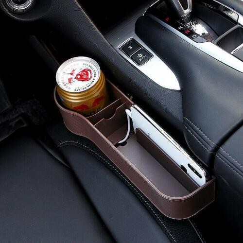 Car Seat Gap Slit Pocket Catcher Organizer PU Leather Storage Box Phone Bottle Cups Holder Auto Car Accessories Interior