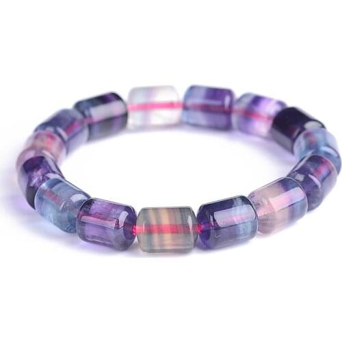 Genuine Natural Colorful Fluorite Quartz Bracelet Gemstone Barrel Beads Women Men 8x10mm Love New Gift Bracelet AAAAA