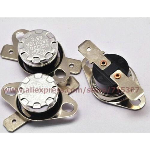 PHISCALE 5pcs Temperature Switch KSD301 thermostat switch 65C degree 10A 250V Normal Open Thermal Protector