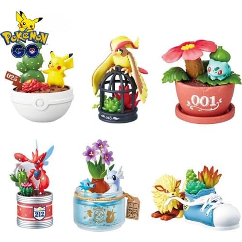 Pokemon PVC 6 Styles Blind Box Toy Bulbasaur Pidgeot Arcanine Lapras Pikachu Tabletop Bonsai Decoration Girl Tabletop Gift