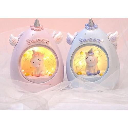 Party Decoration Resin Unicorn Night Light Is Suitable for Home Decoration Bedroom Table Lamp Children Birthday Baby Shower Lamp