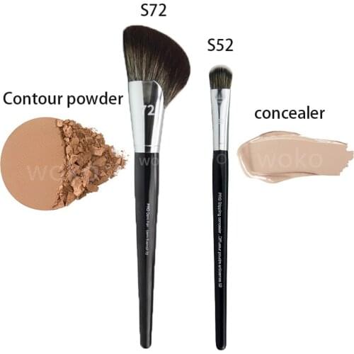 PRO 72 Professional Fan Brush Contour Shadow Blush Bronzer Brush Powder Foundation Liquid Concealer Face Synthetic Makeup Tool