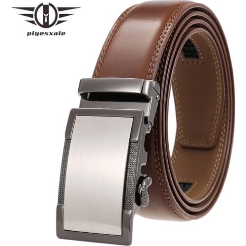 Plyesxale Cow Genuine Leather Belts for Men High Quality Automatic Business Male Belt Brand Fashion Business Trouser Belts B446
