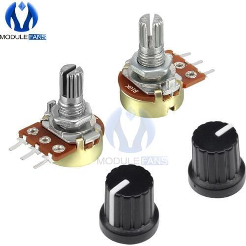 10PCS Potentiometer Resistor Knob 1K 5K 10K 20K 50K 100K 500K Ohm Linear Taper Rotary Potentiometer For Arduino Cap