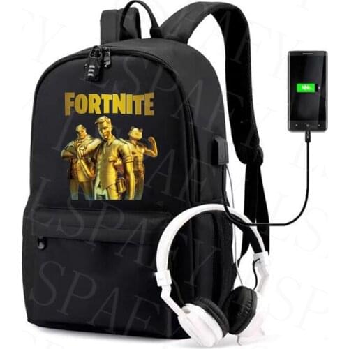 Fortnite USB Charge Backpack Unisex Schoolbag Teenagers Backpack Men Women School Bag Student Mochilas For Boys Girls
