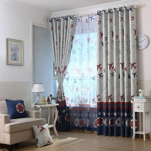 Aircraft Football Curtains Voile Modern Cartoon Window Curtains Yarn for Kids Room Curtains Cloth Tulle Custom Made