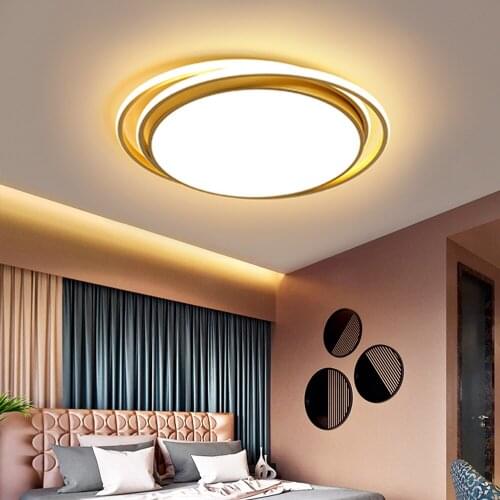 Modern Led Gold Chandelier Ceiling Lamp with Remote Control for Bedroom Dining Living Room Kitchen Loft Home Design Lighting