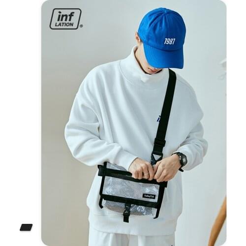 INFLATION Black Color Crossbody Bags For Men Polyester Street Style Mens Crossbody Bag 403AI2020