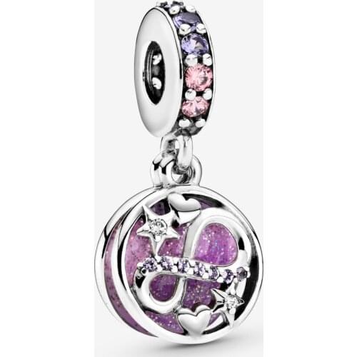 Glittering Infinity Hearts & Stars Charm Fits Pandora Bracelet 925 Sterling Silver Metal Beads for Jewelry Making Bijoux 2020