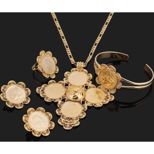 Ethiopian Coin Jewelry Sets Gold Coin Women Fashion Bridal Wedding Eritrea Habesha Jewelry