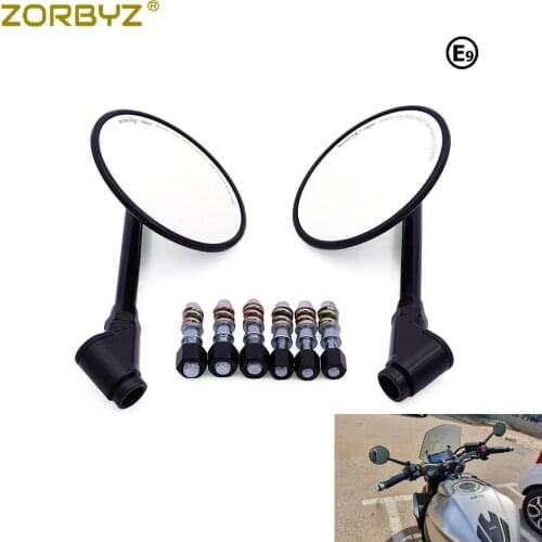 ZORBYZ Black Motorcycle CNC Aluminum 4" Retro Round Rearview Side Mirror E9 Mark For Honda Rebel Yamaha Fz1 Xsr700 Xsr900