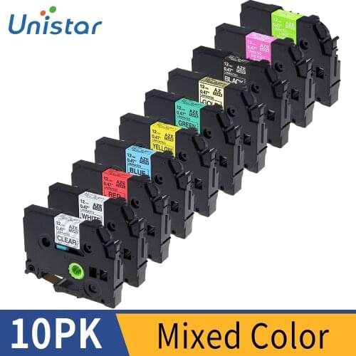 10Pack TZe 231 Laminated Compatible for Brother P-touch Label Ribbon 12mm TZe-231 TZe-MQP35 Combo Set Printer Label Maker TZe231