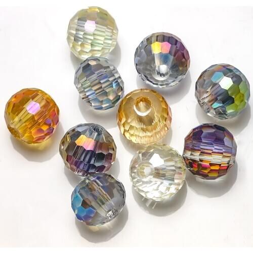 10Pcs/Lot AAA Faceted Glass Round Ball 14mm Natural Stone Beads For DIY Making Charms Bracelets & Necklaces Crystals Jewelry