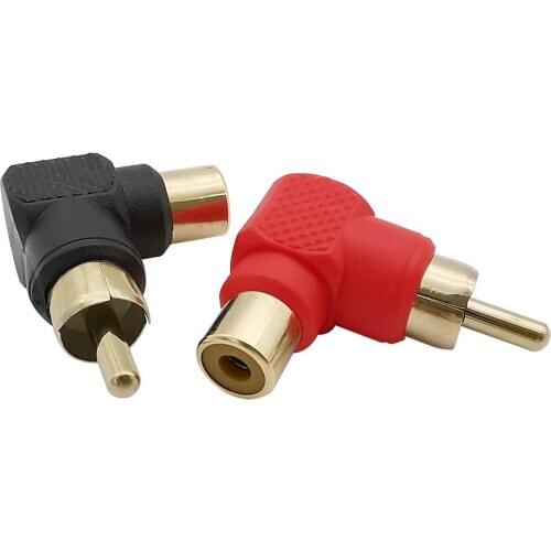 2 Pair Red & Black Right Angle RCA Connectors 90 Degree RCA Male to Female Audio AV Elbow Plug Jack Extender L Shape RCA Adapter