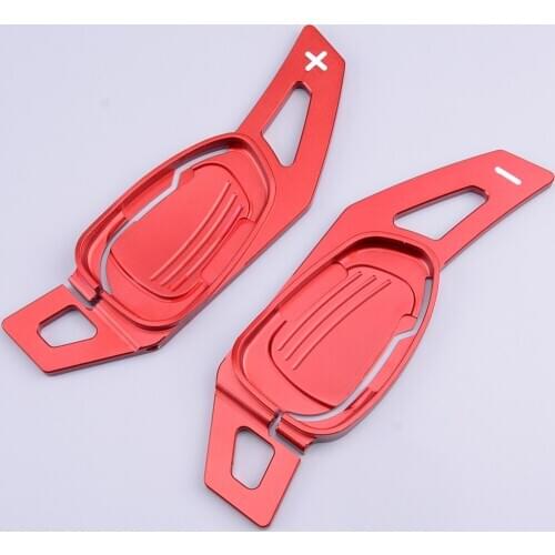 2pcs Aluminum Alloy Car Steering Wheel Shift Paddle Shifter Extension Red Fit for Audi A5 S3 S5 SQ5 RS3 RS6 RS7