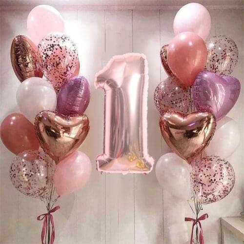 21pcs 32 inch Number Foil Balloons Latex Confetti Helium Balloons Wedding Birthday Party Decoration Supplies Baby Shower Globos