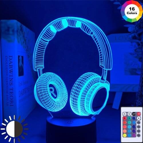 3d Night Light Headset Led Touch Sensor Colorful Nightlight for Kids Bedroom Decorative Light Cool Gift for Child 3D Lamp Desk
