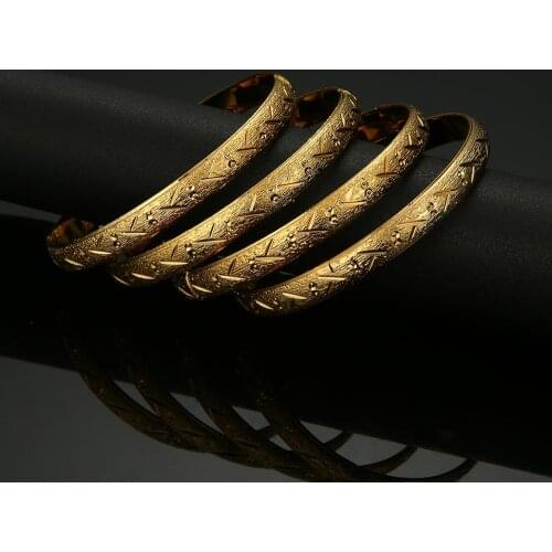 4Pcs Fashion Luxury Bangles Ethiopian African Women Dubai Bracelet Party Wedding Jewelry