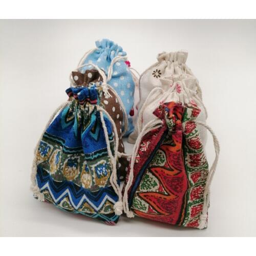5-100pcs Multiple Pattern Jute Bag Sack Cotton Bag Drawstring Christmas Gift Bags for Gift Packaging Bags Wedding Party Pouches