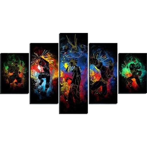 5 Piece Wall Art Canvas Anime Posters Manga Inspired My Boku No Hero Academia Izuku Home Living Room Decoration Wall Hanging