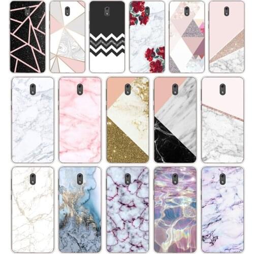 56 Pink Blue Ink Marble Silicone TPU Protective Cover Phone Case On Case For Nokia 2 2.3 3 3.1 5 5.1 Case Soft