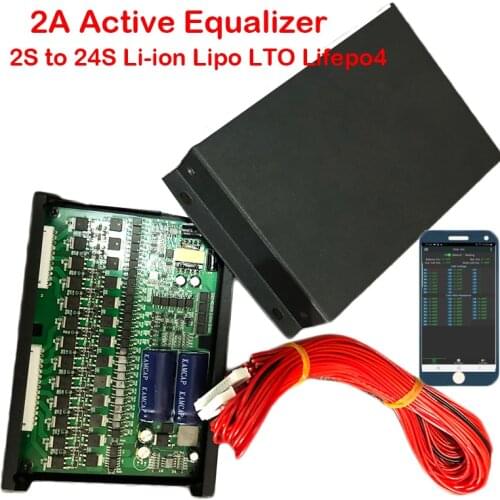 2A Active Equalizer Bluetooth Display APP 2S ~ 24S BMS Li-ion Lipo LTO Lifepo4 Lithium Titanate Battery Pack JK Balancer 8S 16S