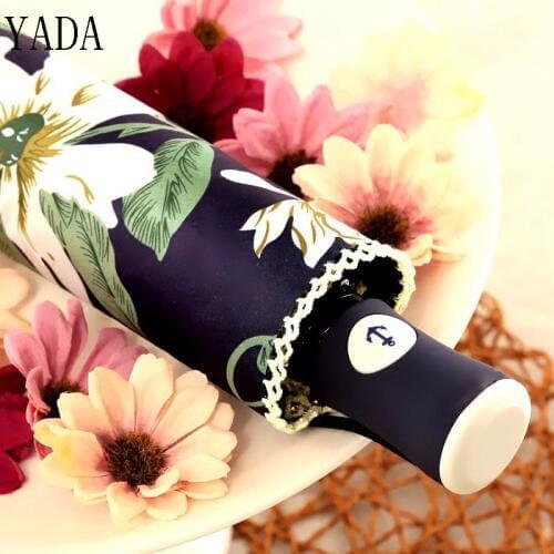 YADA Greenish Lily Flower Umbrella Rain Women High Quality Automatic Umbrella For Womens Windproof Folding Patio Umbrellas YS252