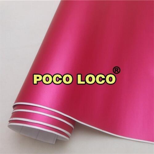 Car Wrap Vinyl Satin Matte Chrome Plating Air Release Adhesive Vinyl Film Sheet Rose Pink/Red Satin Pearl For Car Motorcycle