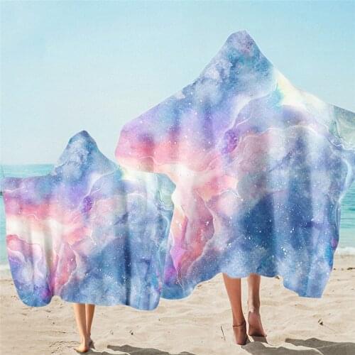 Free shipping Birthday Gift Marble Pattern Adult Kids Family Hooded Beach Towel Cape Surfing Pool Swim Spa Sauna