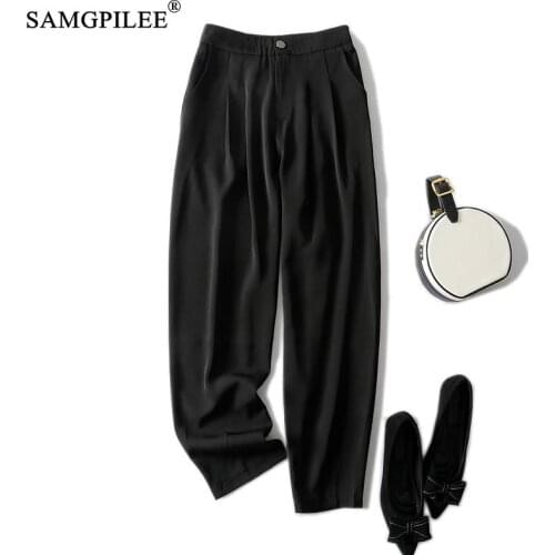 2021 New Spring And Autumn Pant For Women Drape Elastic Waist Black Slim Harem Pants Nine Point Pants Casual Woman Clothing 4XL