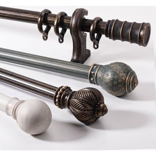 European retro rome rod single and double pole thick aluminum alloy decorate mute punch curtain track rod
