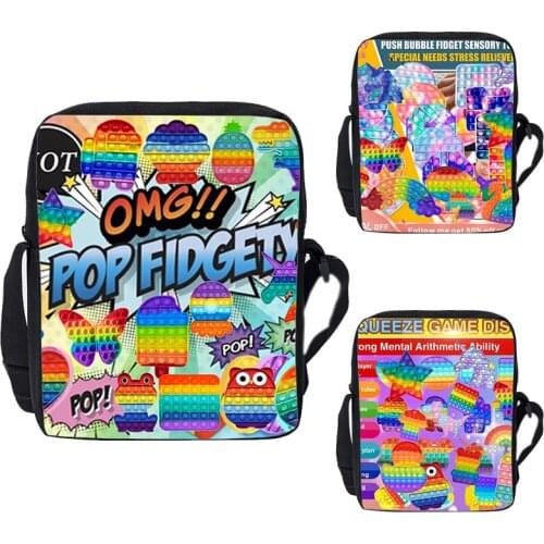 Hot Game 3D Print POP it Shoulder Bags Women cosmetic bags Zipper Canvas Back Pack Crossbody Bags for Children Teenage Rucksack