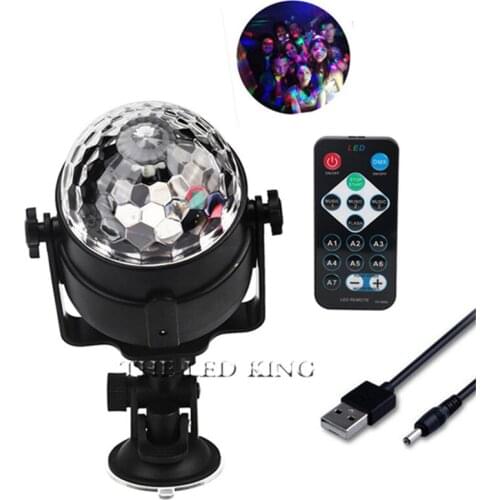 IR Remote RGB 6W 9W LED Crystal Magic Rotating Ball Stage Light 4m USB 5V Colorful ktv DJ light disco light Party Effect Light