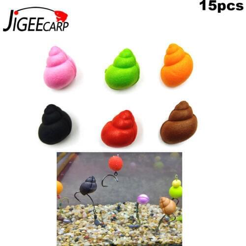 JIGEECARP 15PCS Carp Fishing EVA POP Up Bait Realistic River Snail Carp Float Boilies Baits Fishing Lures for Hair Rig Heli Rig