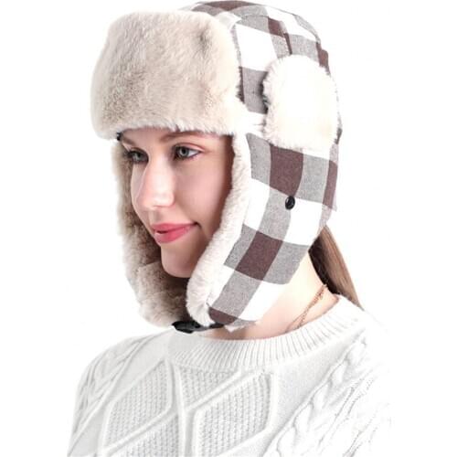 Caps Unisex Warm Ear Protection Cap Winter Lei Feng Plaid Hat for Cycling