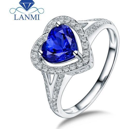 Natural Heart Tanzanite Rings Real 14K White Gold Charming Diamond Wholesale Fine Jewelry Girlfriend Loving Birthday Gift