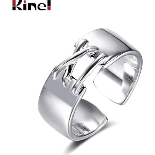 Kinel 2020 New Arrival 100% 925 Sterling Silver Punk Rings for Women Size 5 6 7 8 9 Unisex Ring Fine Jewelry
