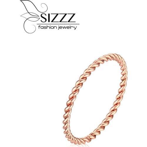SIZZZ Simple 1.5MM Twisted Rings For Women Girls Trendy Party Rings Rose Stainless Steel Jewelry alliances of woman man
