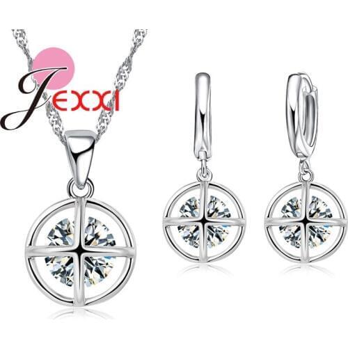 New Fashion Jewelry Set Chain Pendant Necklace & Earrings 925 Sterling Silver Jewelry Set Hot Sales