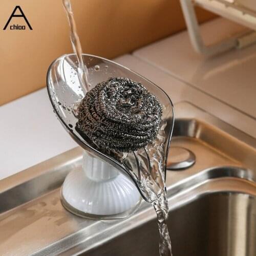 Soap Box Leaf Shape Drain Soap Holder Rack Suction Cup Rotatable Multifunction Soap Dish Container Storage Kitchen Bathroom Acce