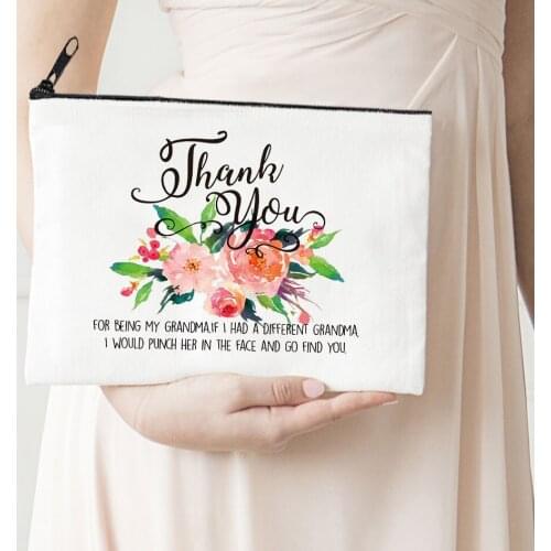 Print Thank You Cosmetic Bags Bachelorette Party Makeup Bag Toiletries Organizer Fashion Zipper Pouch Purses Wedding Gifts