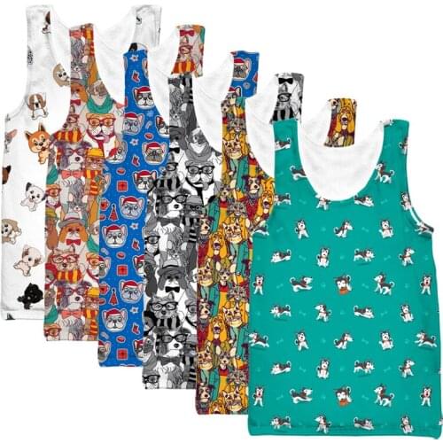 Fashion Sexy Tank Tops Men Sleeveless Vest Funny Creative Animal Dogs 3D Print Fitness Fashion Sexy Tank Bodybuilding Tanktop