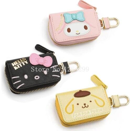 Cute Leather Key Wallets Organizer Kawaii Cartoon Anime Car Key Holder Case Protector Key Pouch Bags Pink Keychain Wallet Women