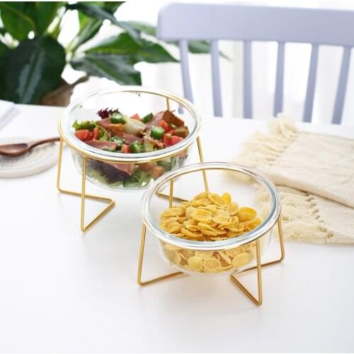 New Fruit Salad Bowl Party Kitchen Food Bowl Vegetable Serving Plate With Metal Rack Snack Storage Display Tray Glasses Bowl